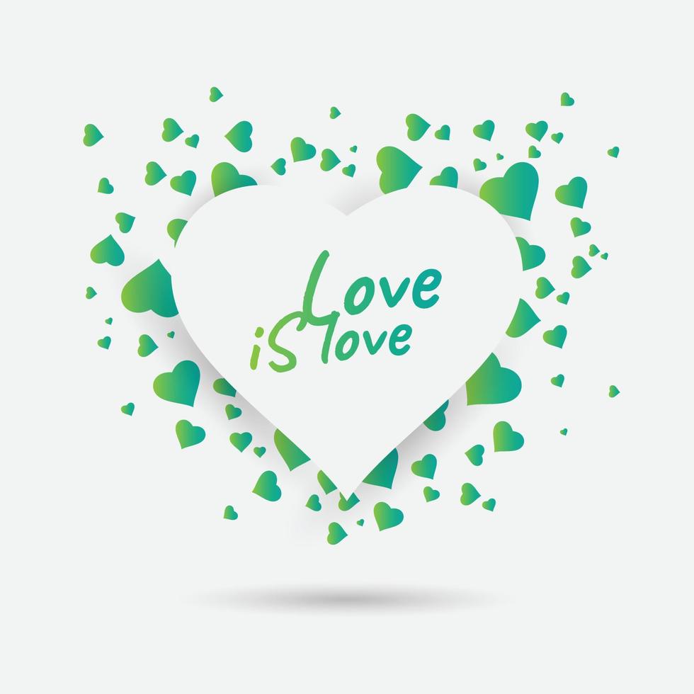 vector de forma de corazón salpicadura verde con marco de corazón blanco dentro