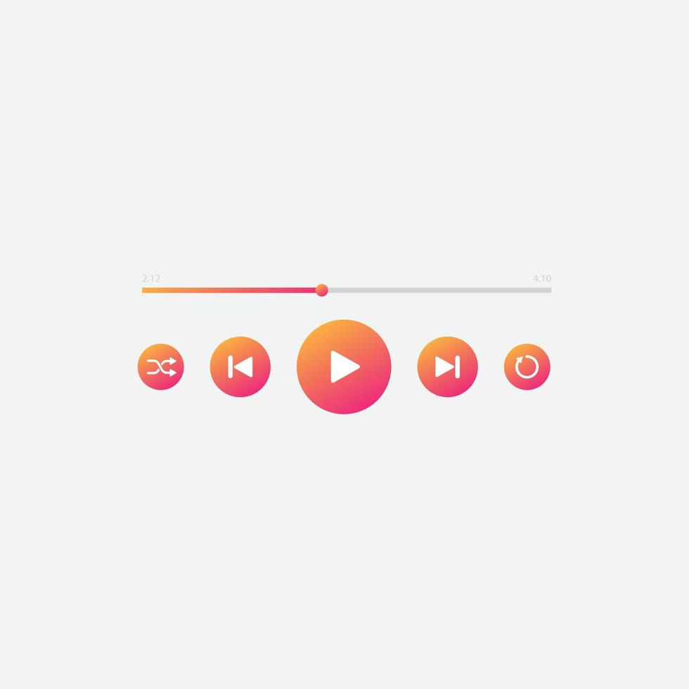 icon media player button with gradient color vector