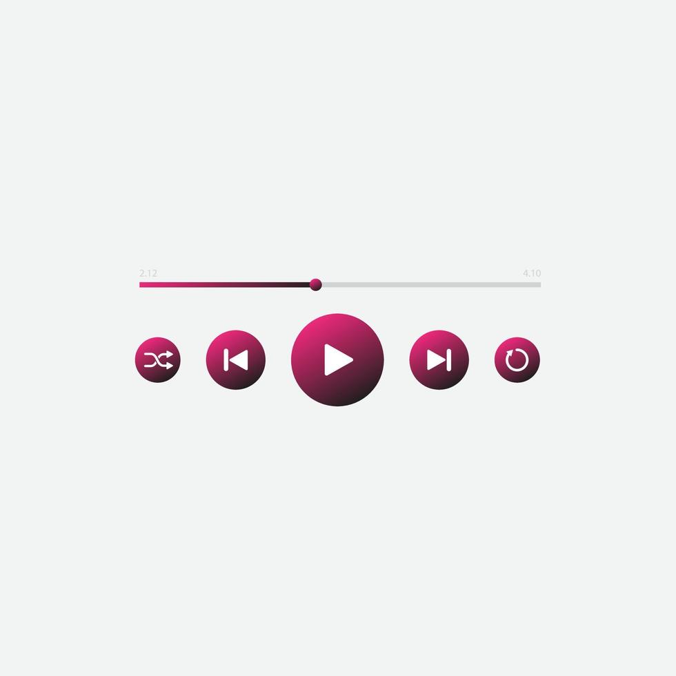 icono de reproductor de música multimedia en vector. reproducción moderna de la aplicación de música. navegación multimedia en el dispositivo de teléfono inteligente vector