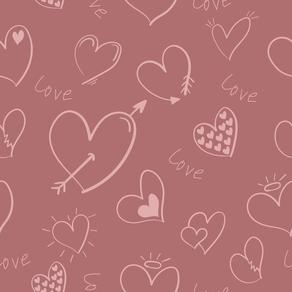 Pink heart seamless pattern background vector