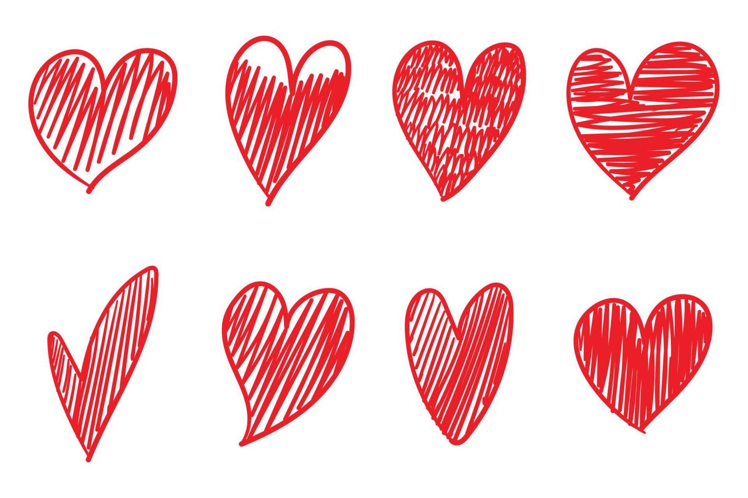 Collection of hand drawn hearts vector