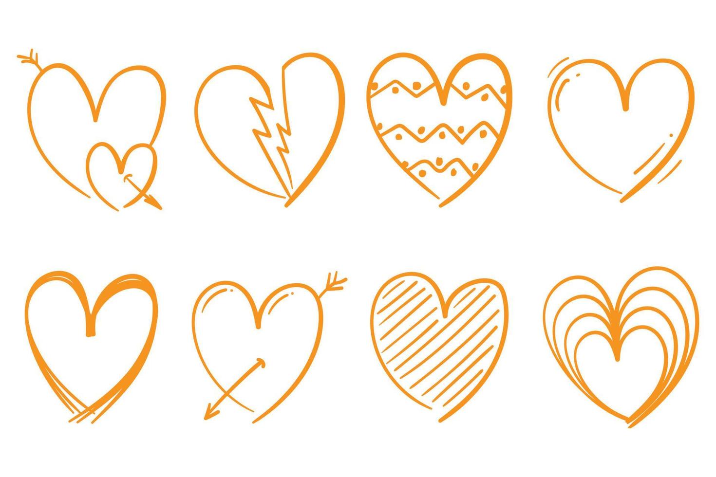 Collection of hand drawn hearts vector