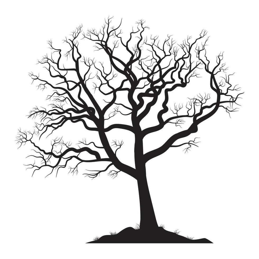 imagen de silueta de árbol muerto de miedo vector