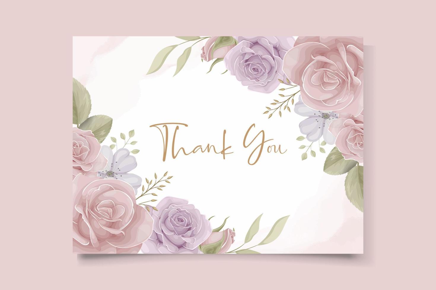 Thank you card design on a flower theme vector