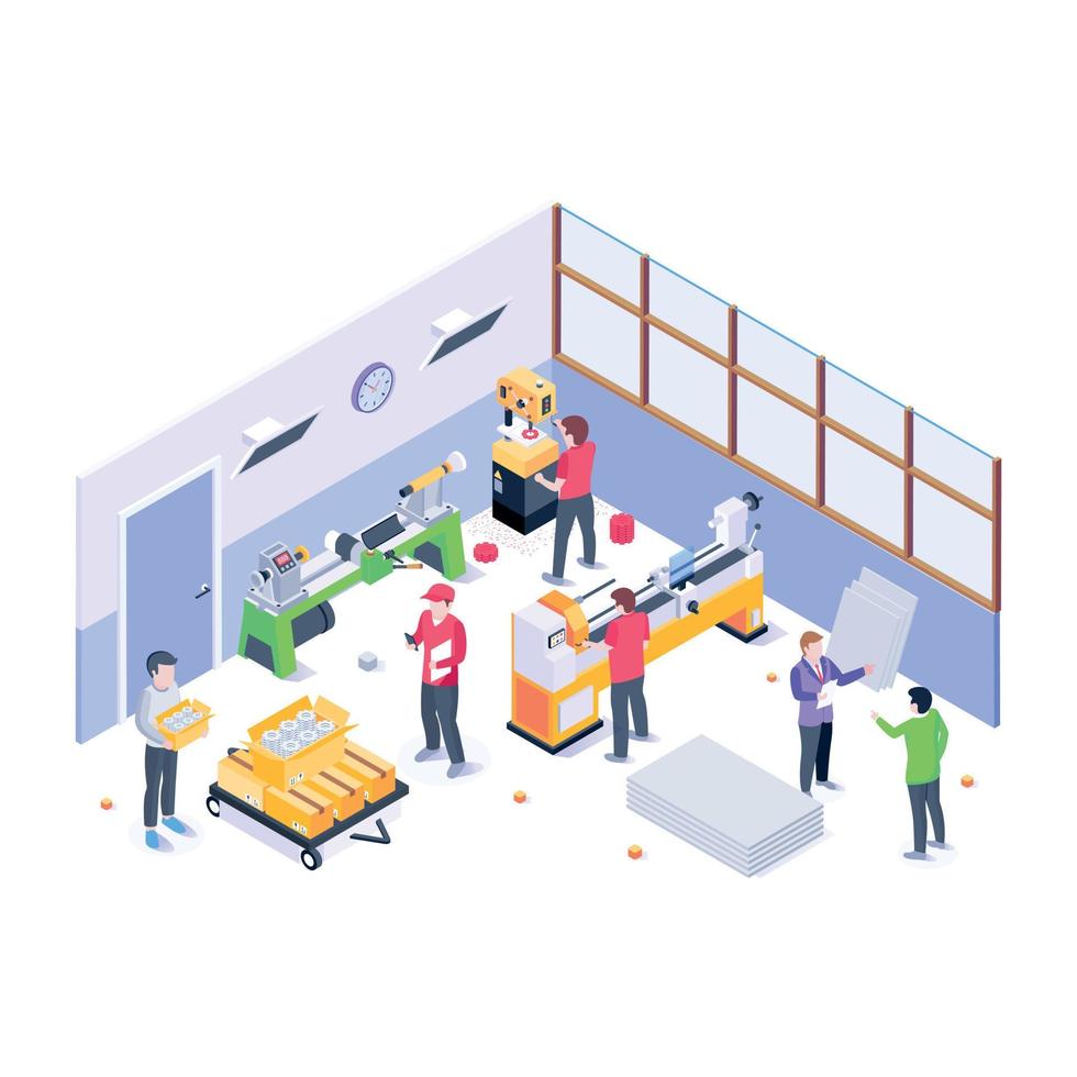 A well-designed isometric illustration of an industrial office vector