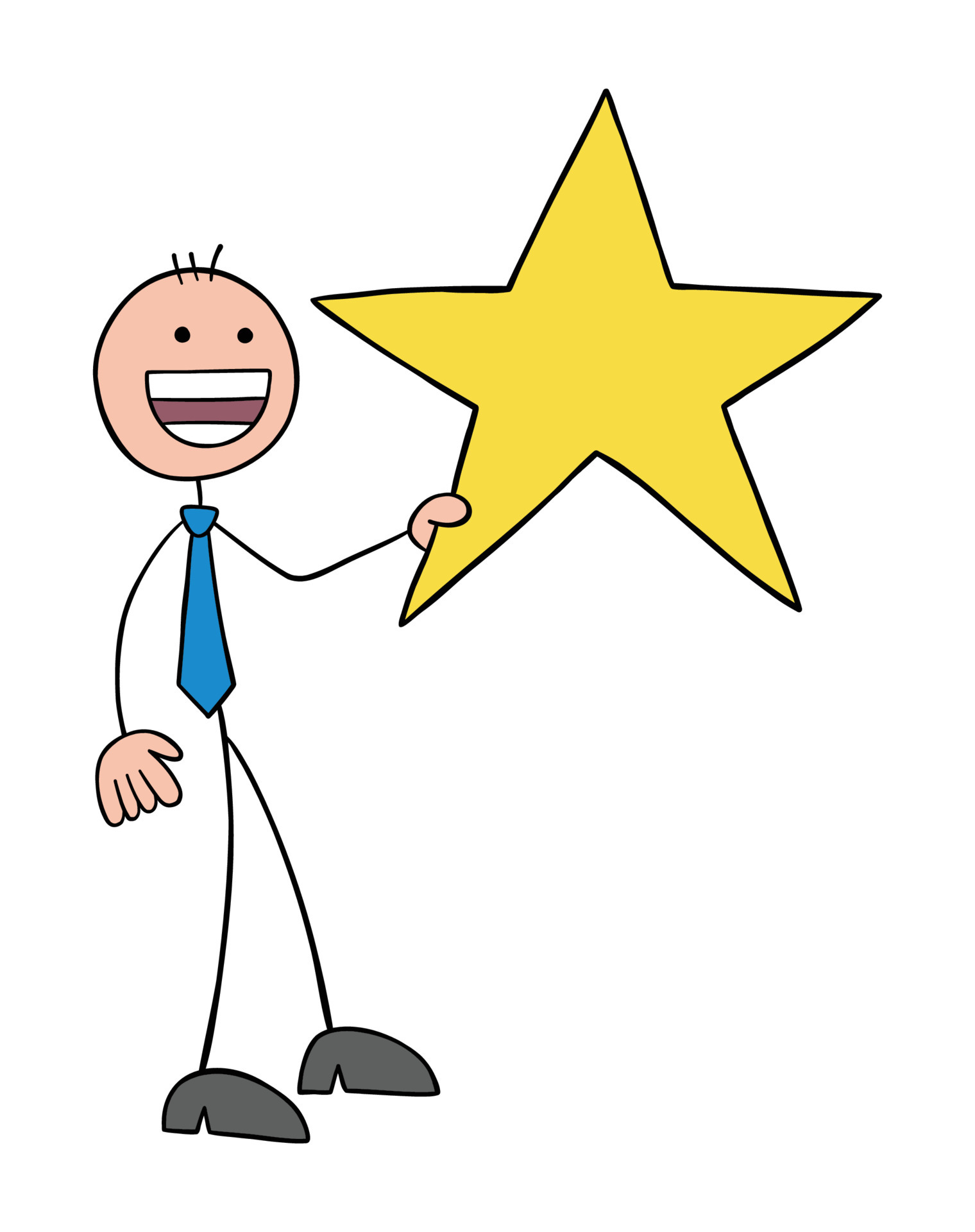 Stickman businessman is happy and holding big star, hand drawn outline  cartoon vector illustration 5468638 Vector Art at Vecteezy