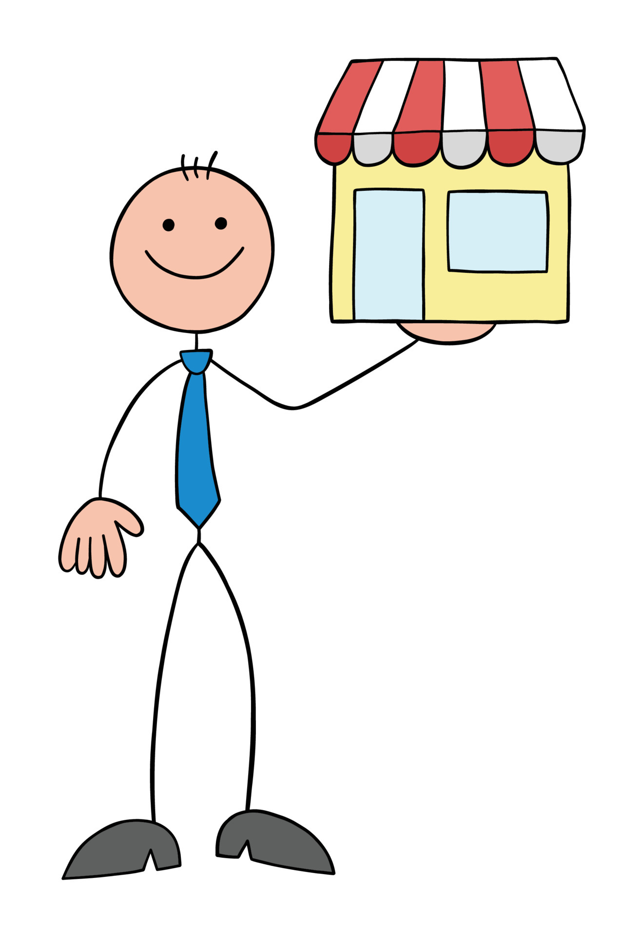 Stickman businessman is holding a shop and smiling, hand drawn outline cartoon vector illustration 5468994 Vector Art at Vecteezy Stickman businessman is holding a shop and smiling, hand drawn outline cartoon vector illustration 5468994 Vector Art at Vecteezy