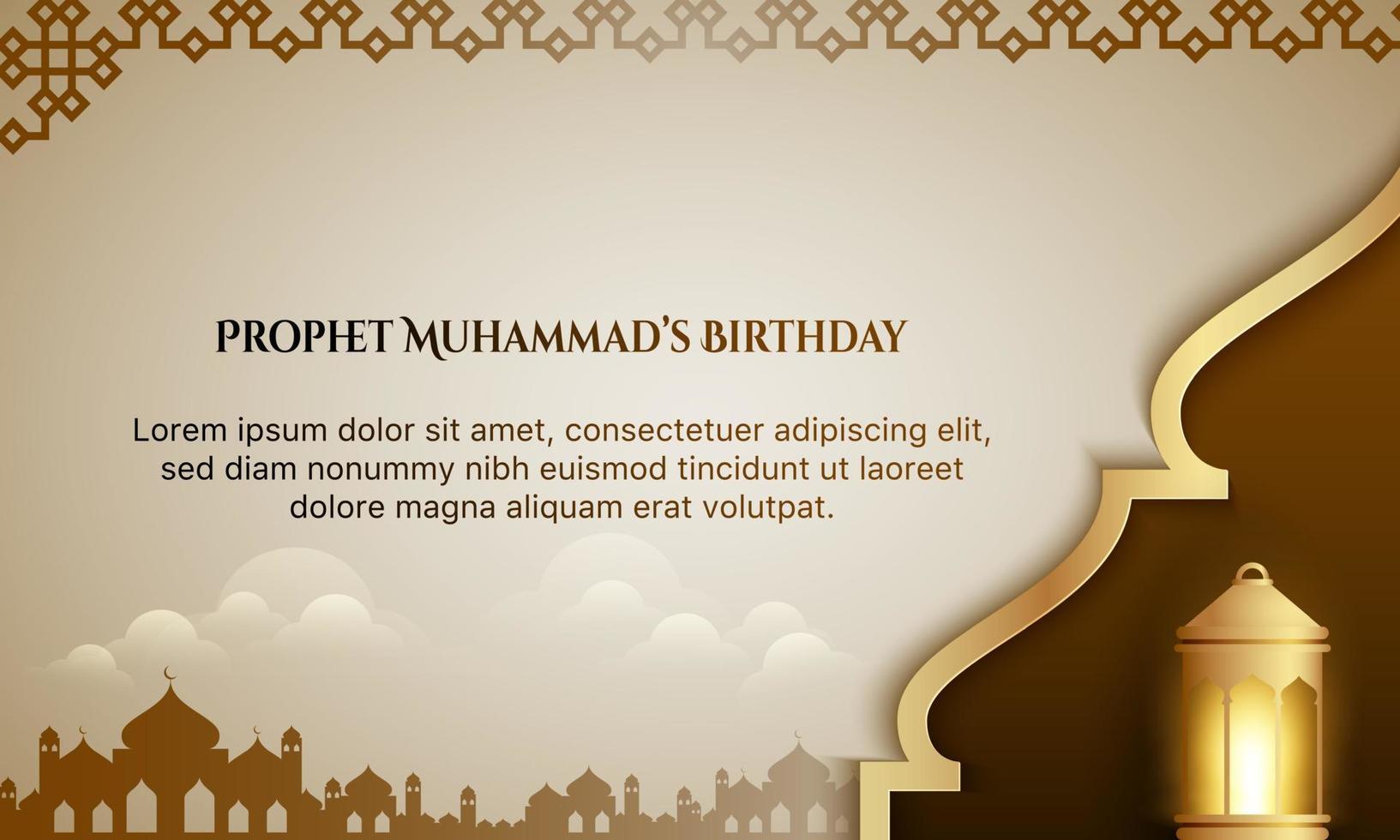 Prophet Muhammad's Birthday greeting card islamic banner background. vector