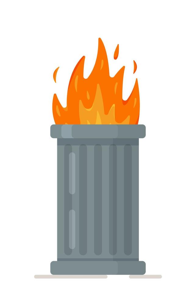 Vector illustration of fire trash. Harm to nature and people.
