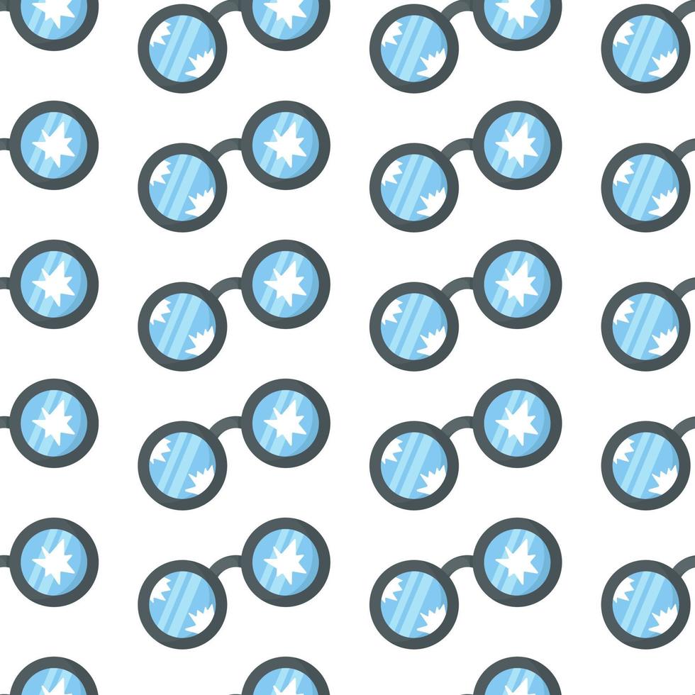 Vector illustration of the pattern of isolated glass battered glasses. Seamless pattern of battered glass.