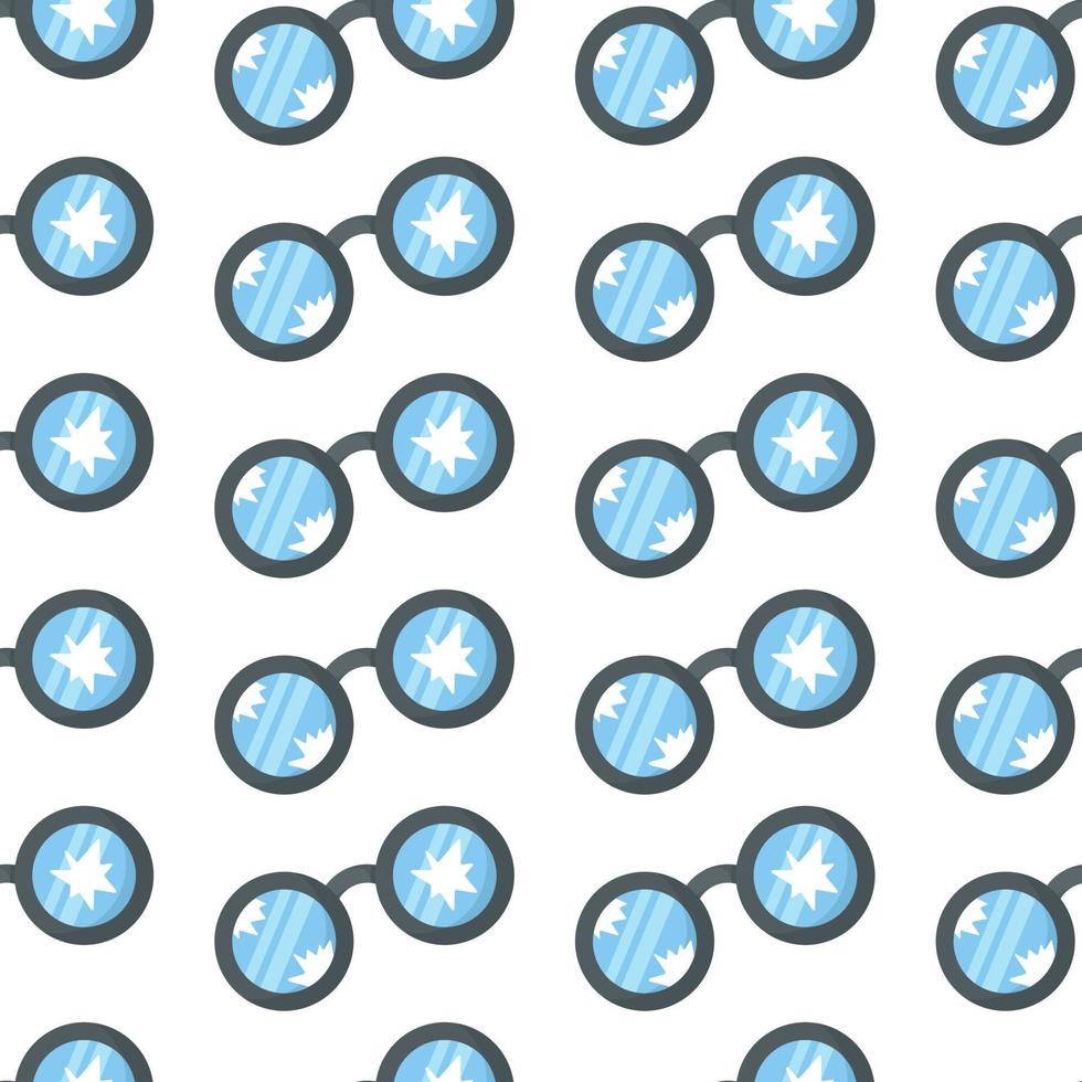 Vector illustration of the pattern of isolated glass battered glasses. Seamless pattern of battered glass.