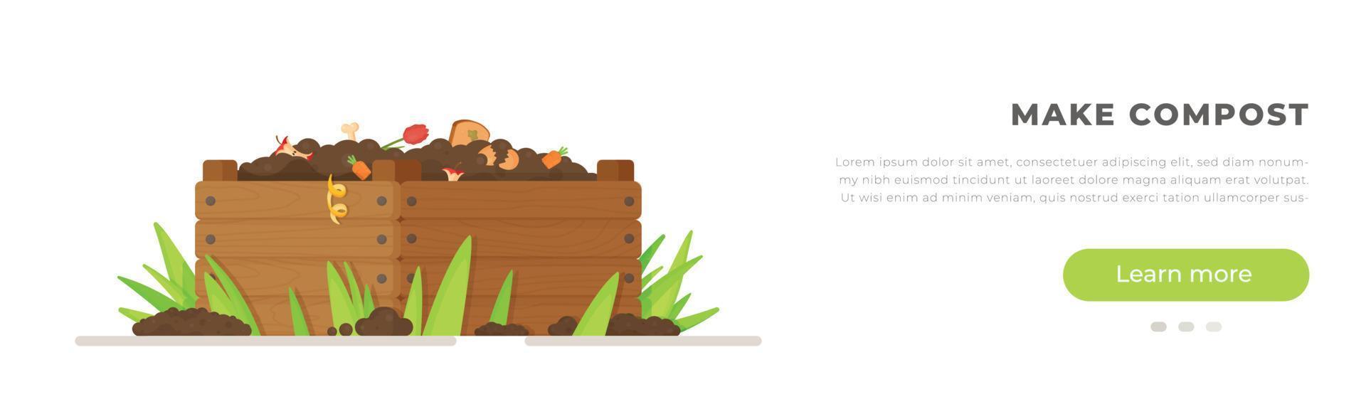 Vector illustration of a compost pit. Sale of homemade fertilizer for the vegetable garden.