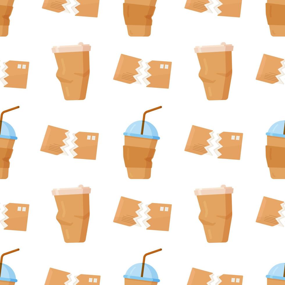 Vector illustration of a paper pattern. Realistic paper scraps with torn edges. Print of used paper cups, papers.