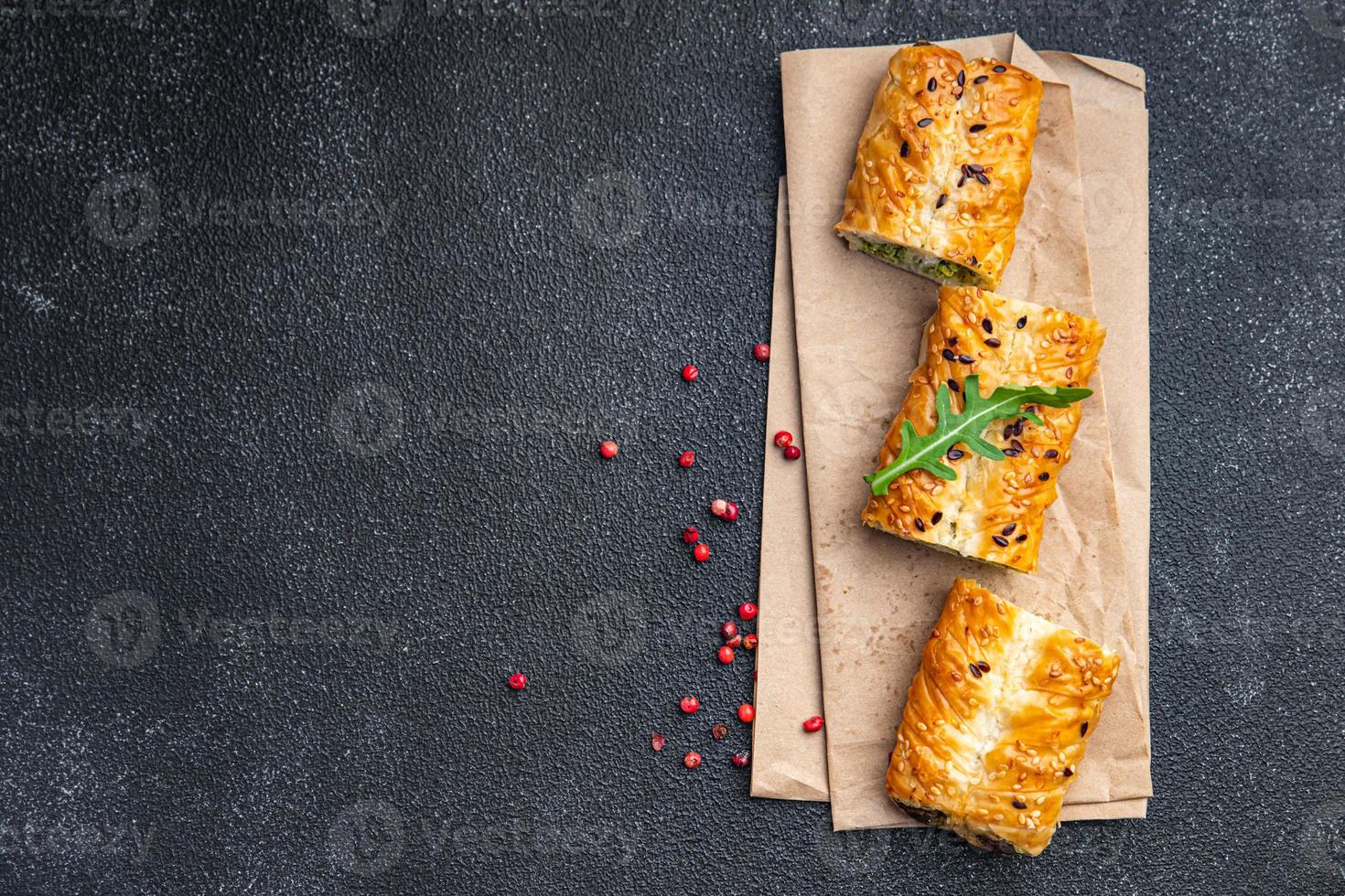 rollini phyllo pastry spinach, cheese, cream cheese savory pastries ready to eat photo