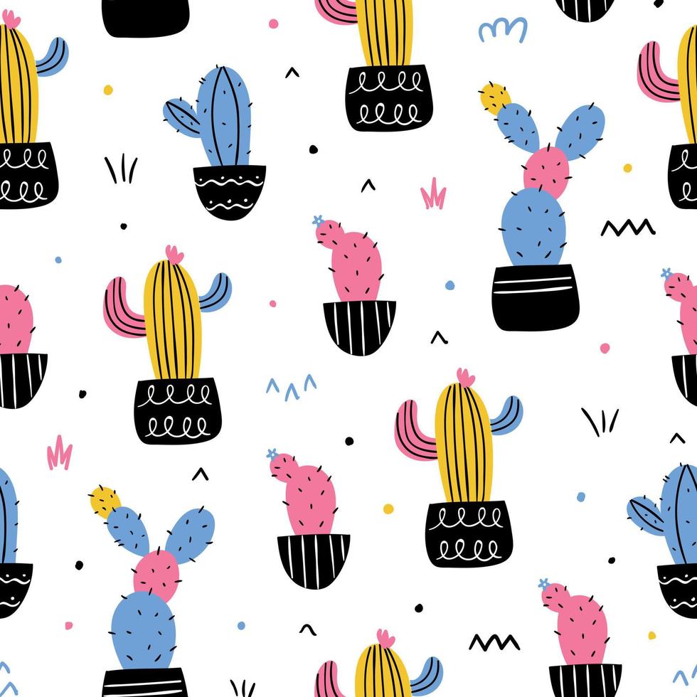 Cactus seamless pattern. Cactus background vector