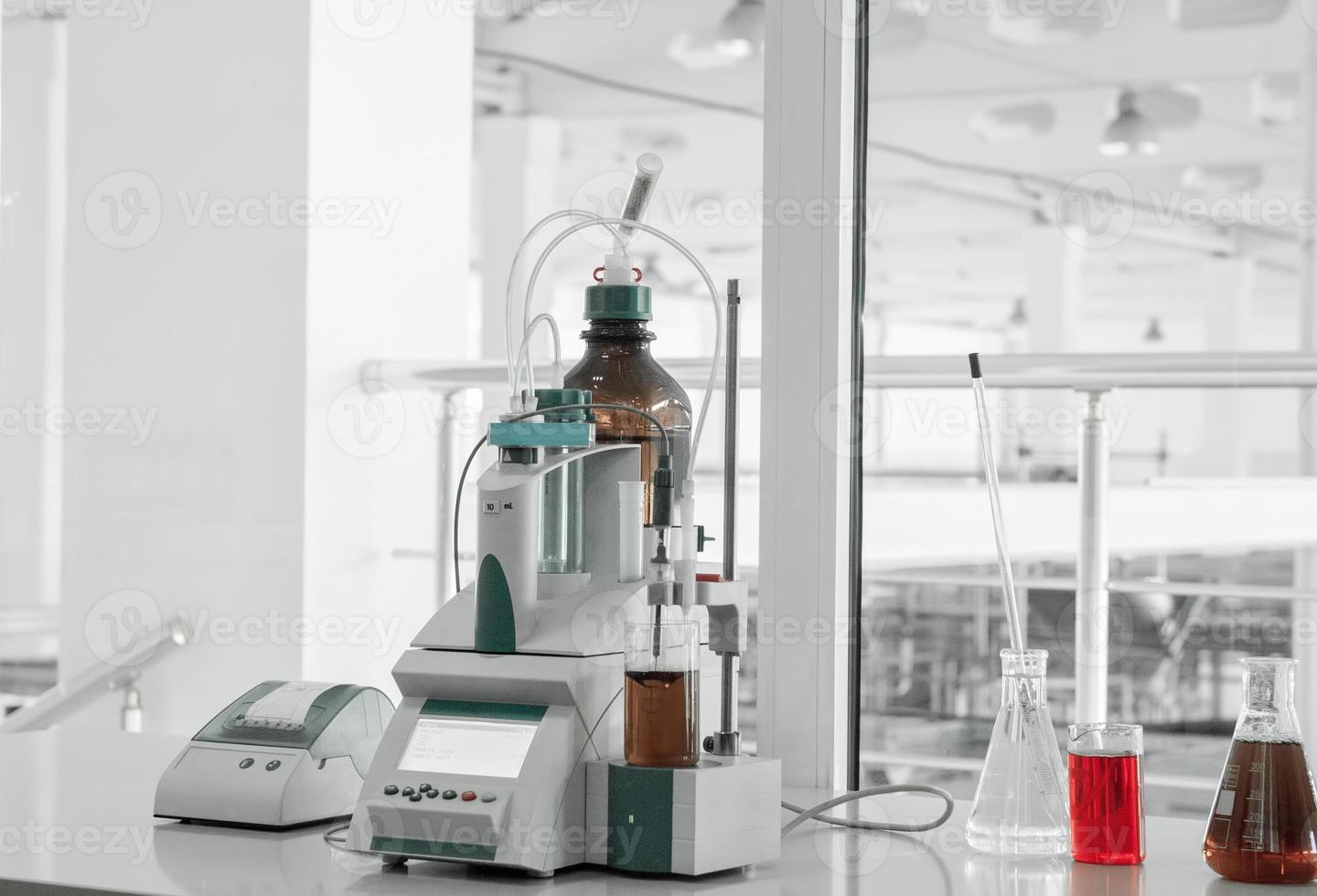 test laboratory and measuring instruments at the plant for the production and processing of plastics photo