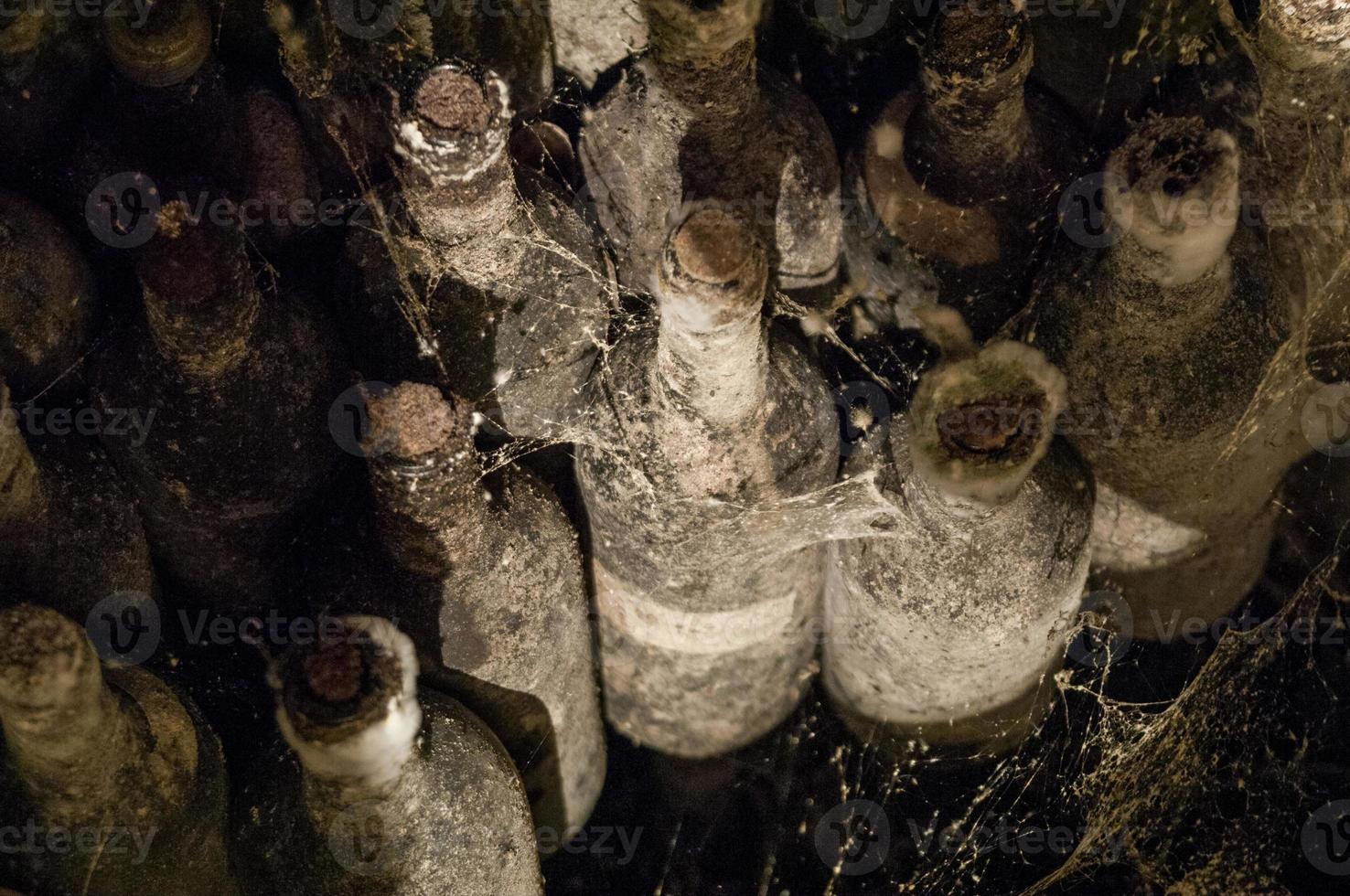 a wine cellar with bottles photo