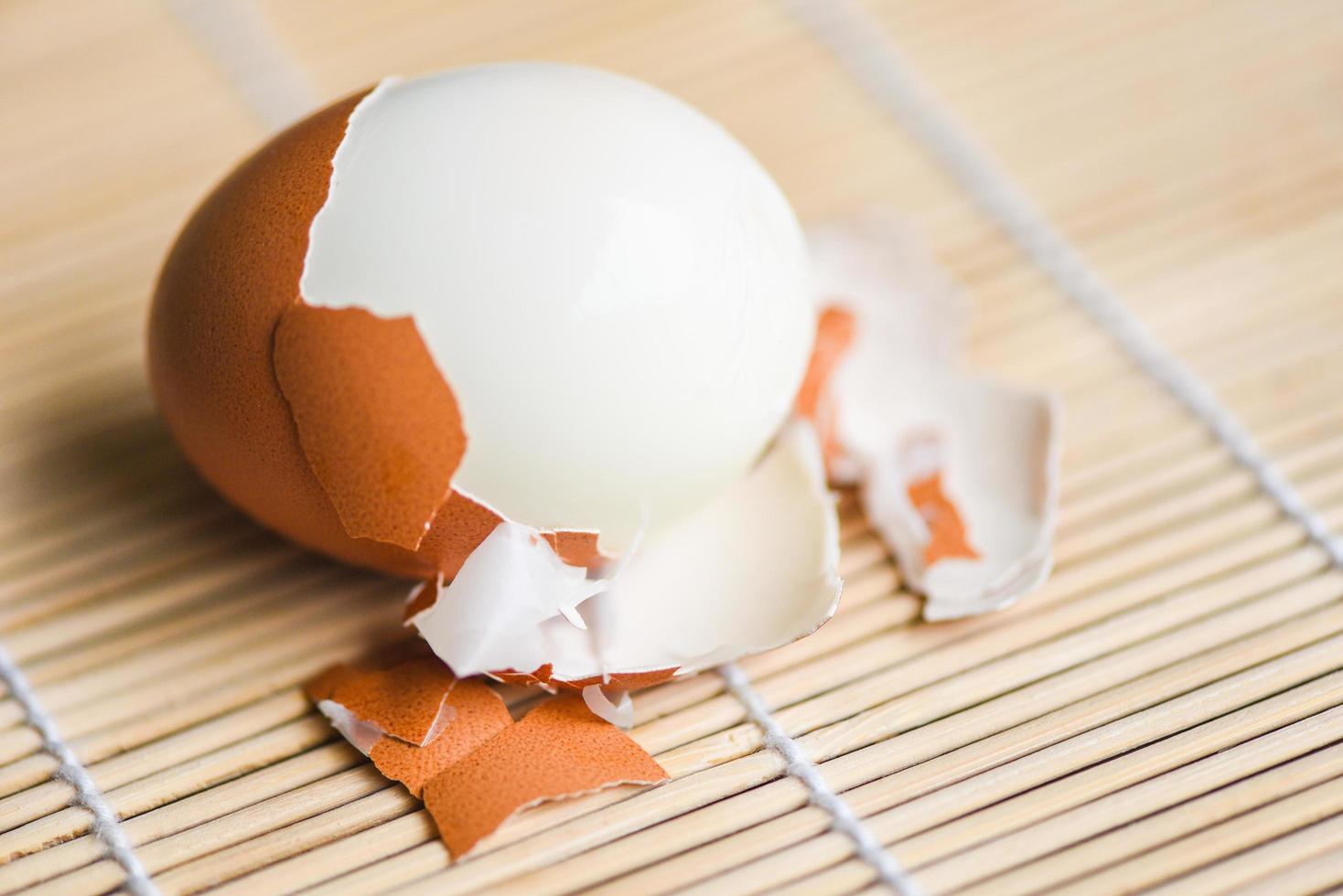 Fresh peeled eggs menu food boiled eggs in wooden, Eggshell eggs breakfast cooking healthy eating concept photo