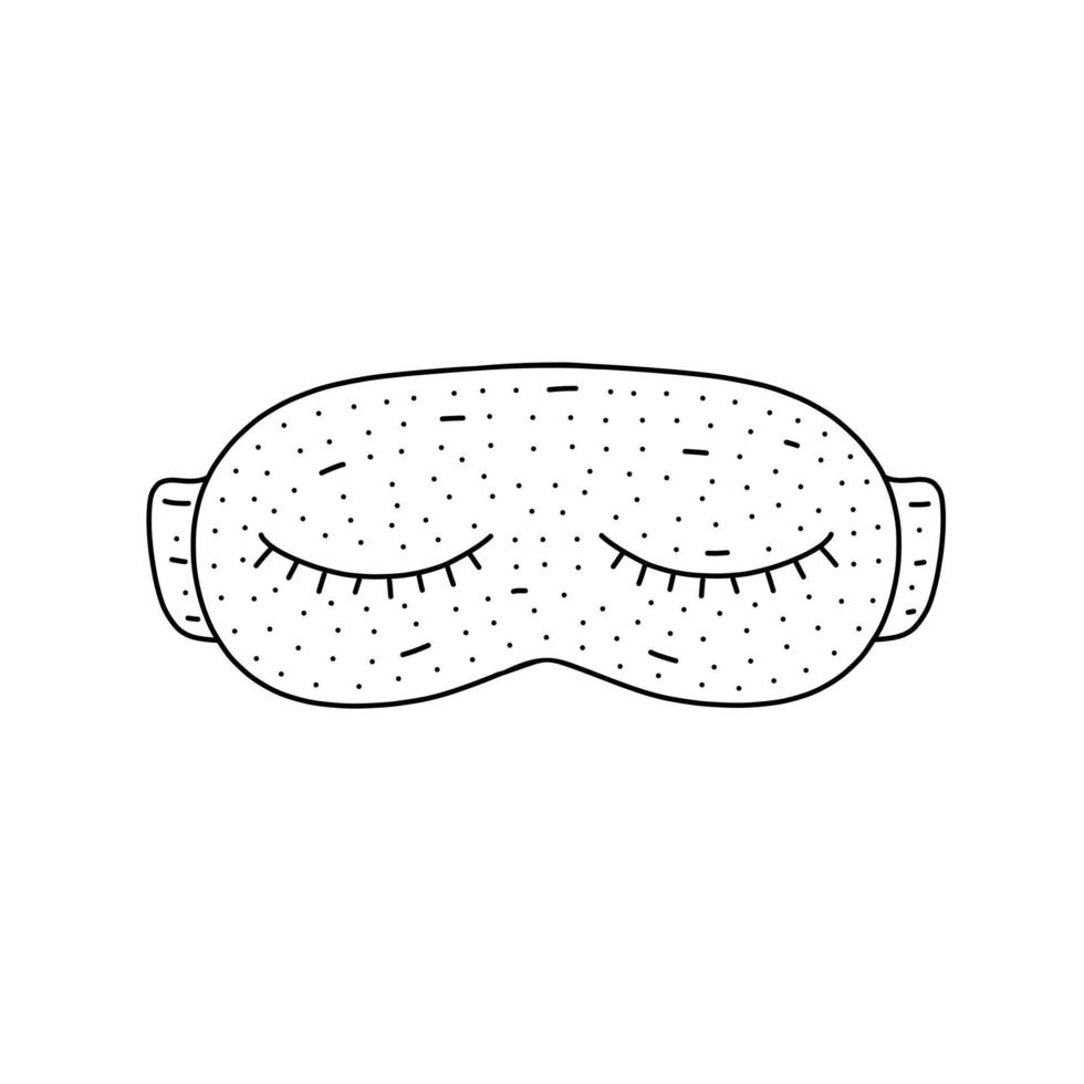 icono de máscara de ojo dibujado a mano en estilo de fideos. icono de vector de máscara de ojo de dibujos animados para diseño web aislado sobre fondo blanco.