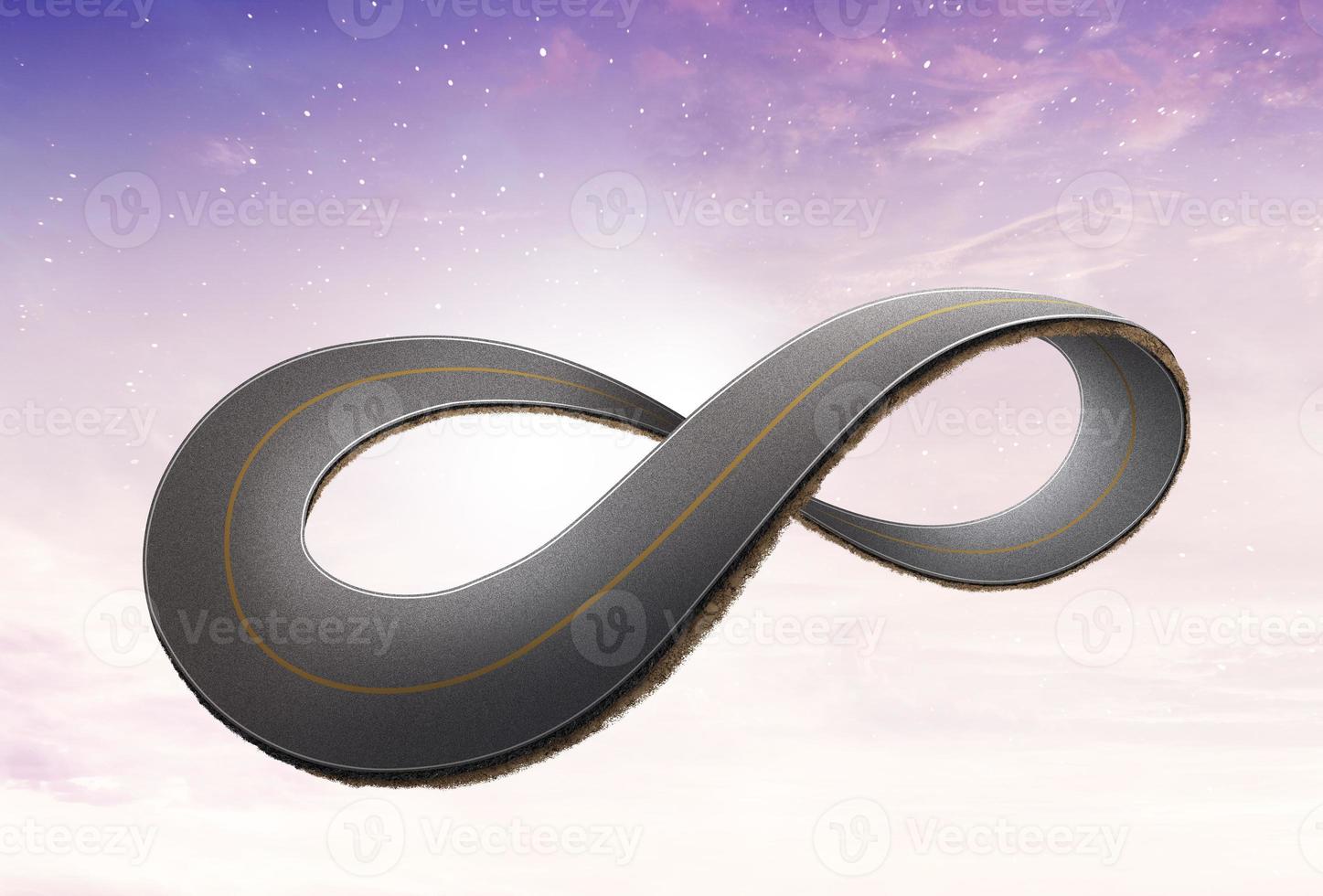 3d illustration of infinity road. Loop or infinite road design advertisement photo