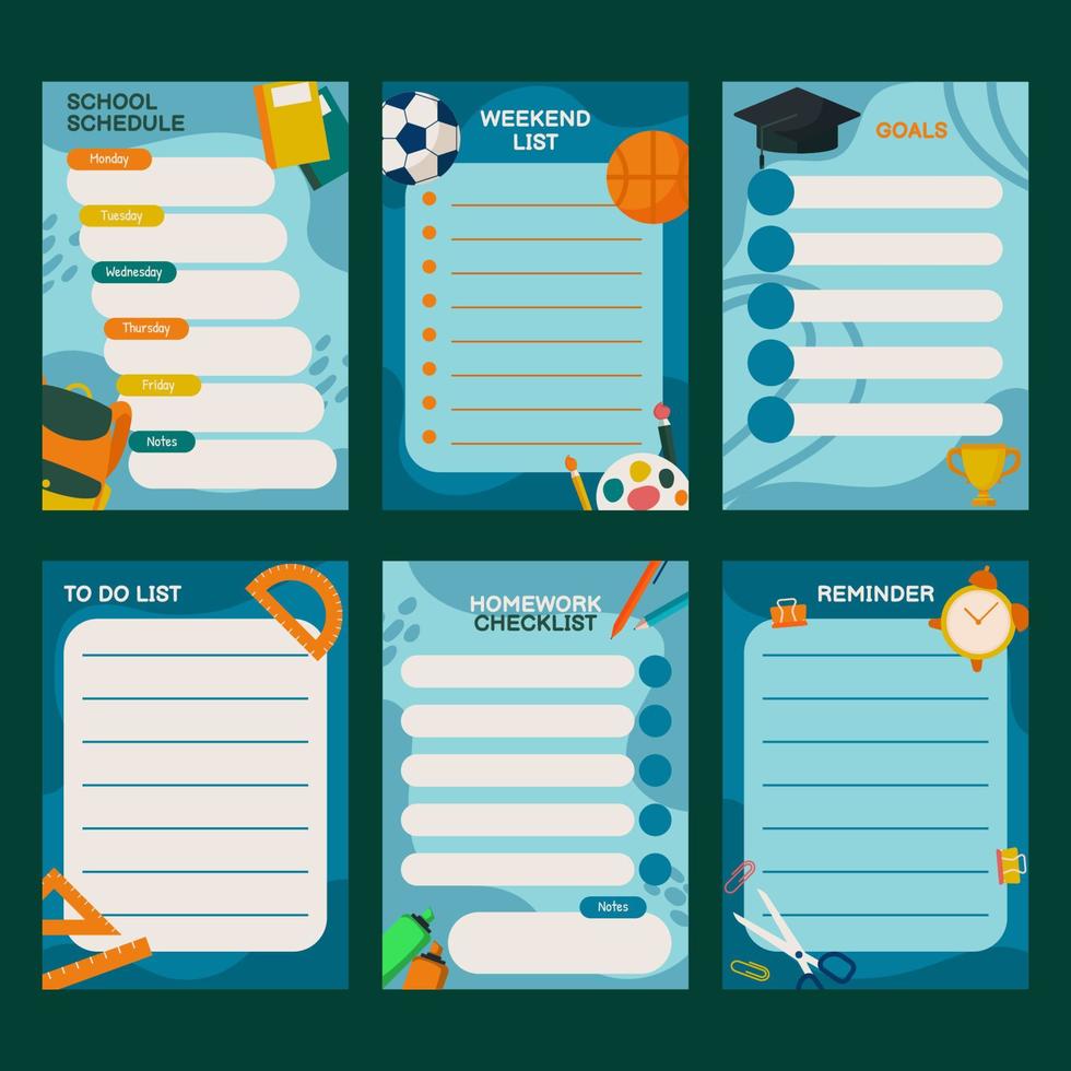 School Pages Template Collection vector