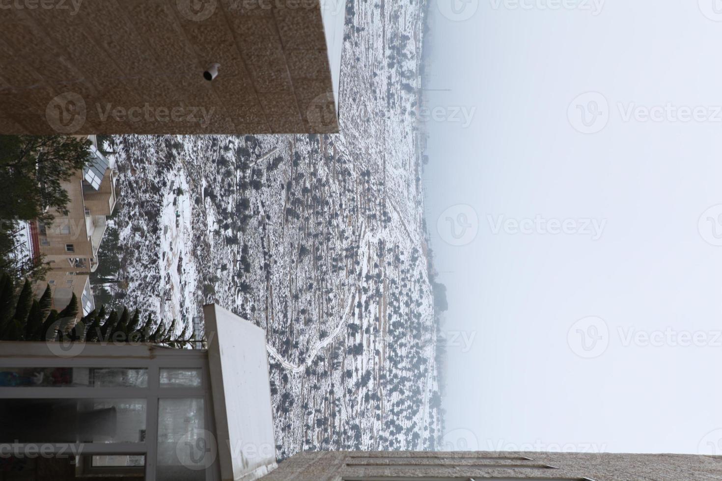 Snow in Jerusalem and the surrounding mountains photo