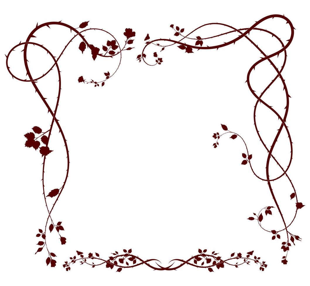 frame weaving plant flower and thorns vector stock