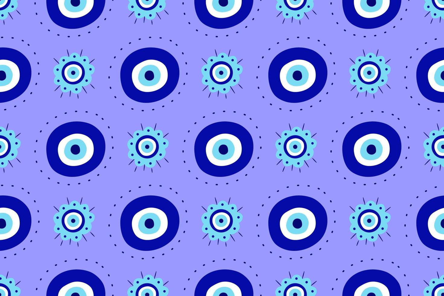 Greek eye Turkish amulet seamless pattern. Turkish eye blue for amulet and protection in endless pattern. Vector illustration in a flat style.