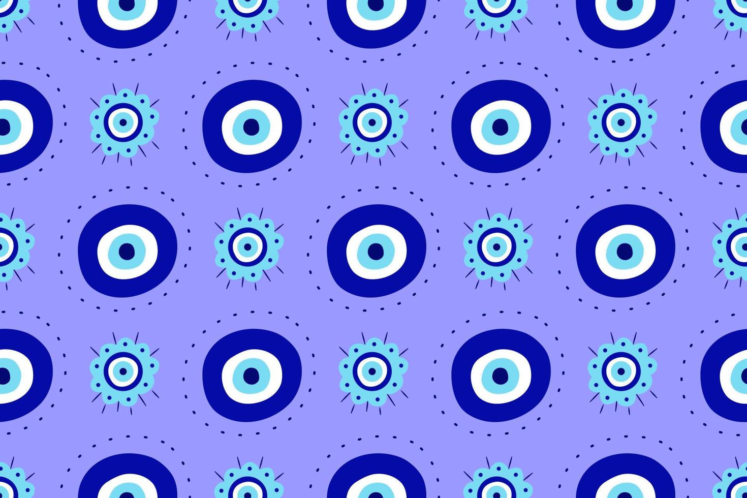 Greek eye Turkish amulet seamless pattern. Turkish eye blue for amulet and protection in endless pattern. Vector illustration in a flat style.