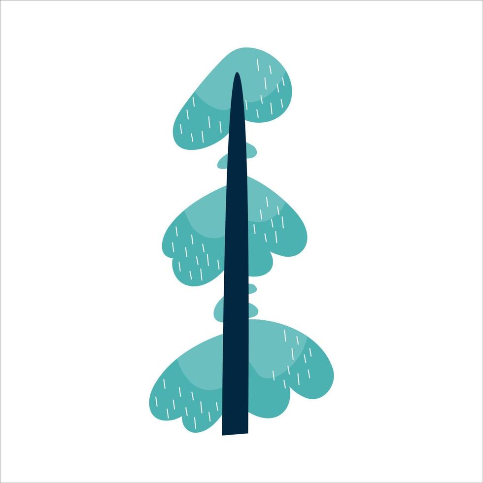 Scandinavian tree for kids isolated. Flat vector illustration with green scandinavian tree isolated for decoration design. Nordic style.