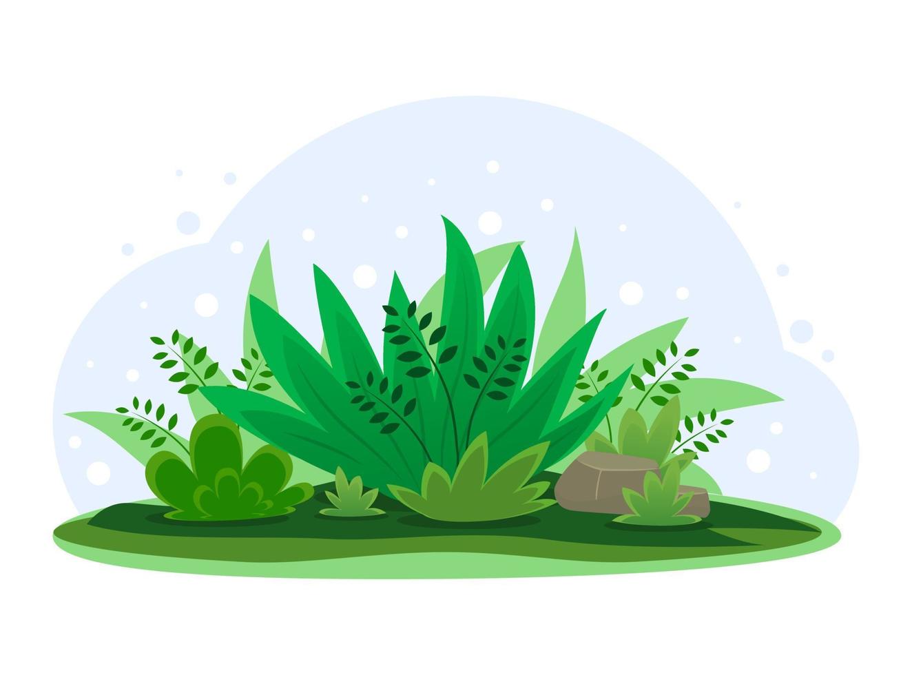 plantas verdes en el suelo, composición decorativa de plantas en el suelo, vector