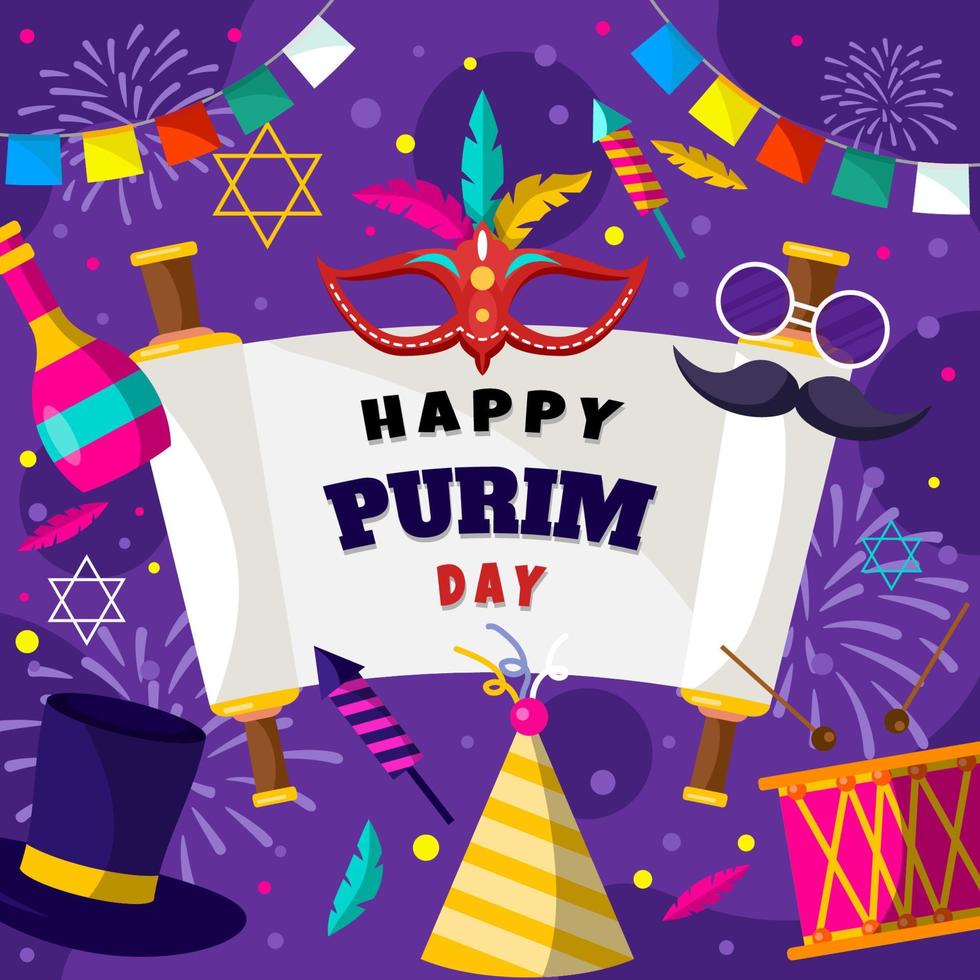 fondo colorido del día de purim vector