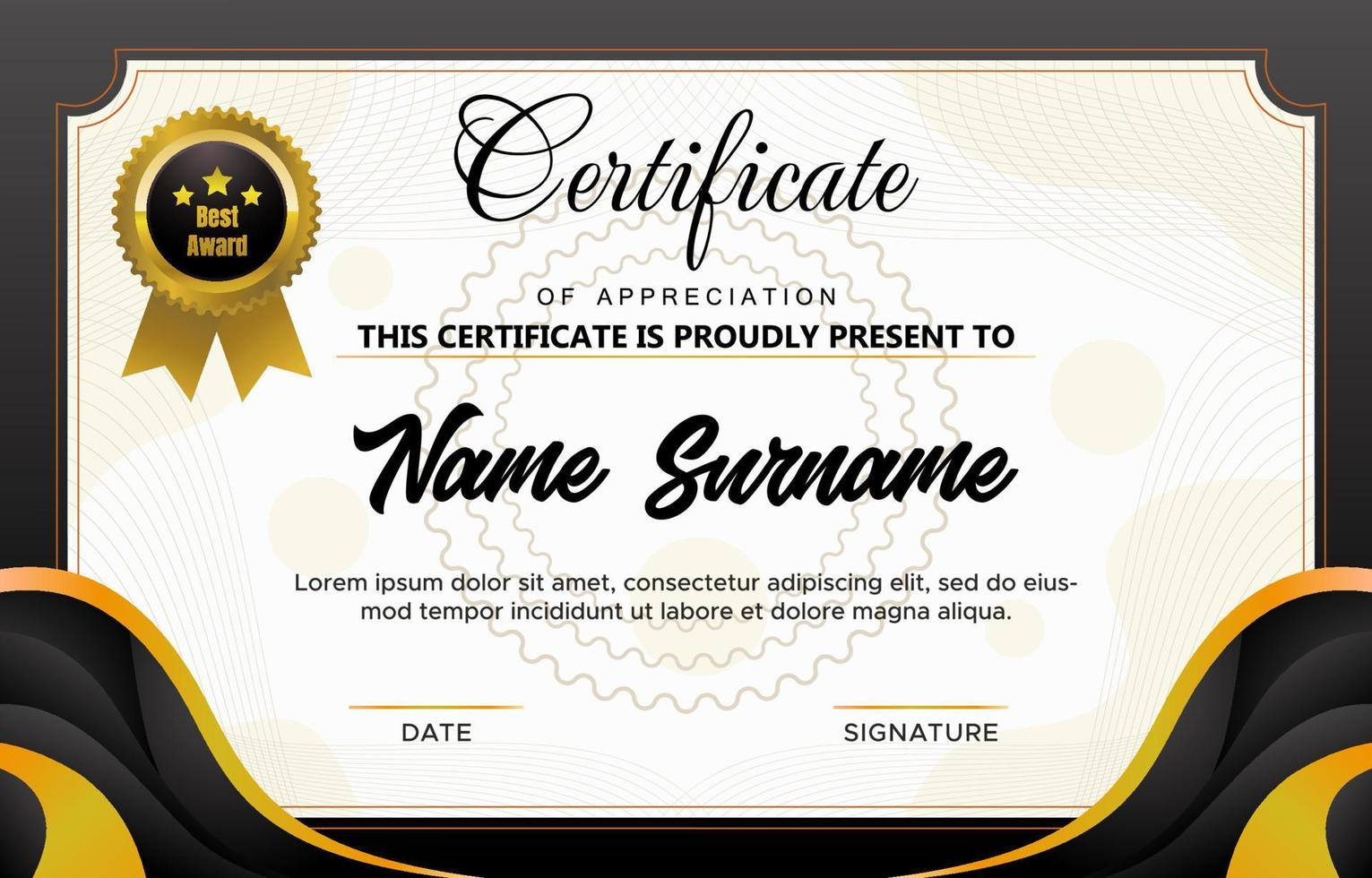Certificate of Seminar Template vector