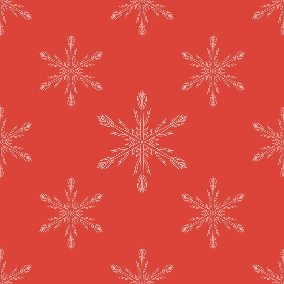 Red seamless snowflake pattern vector