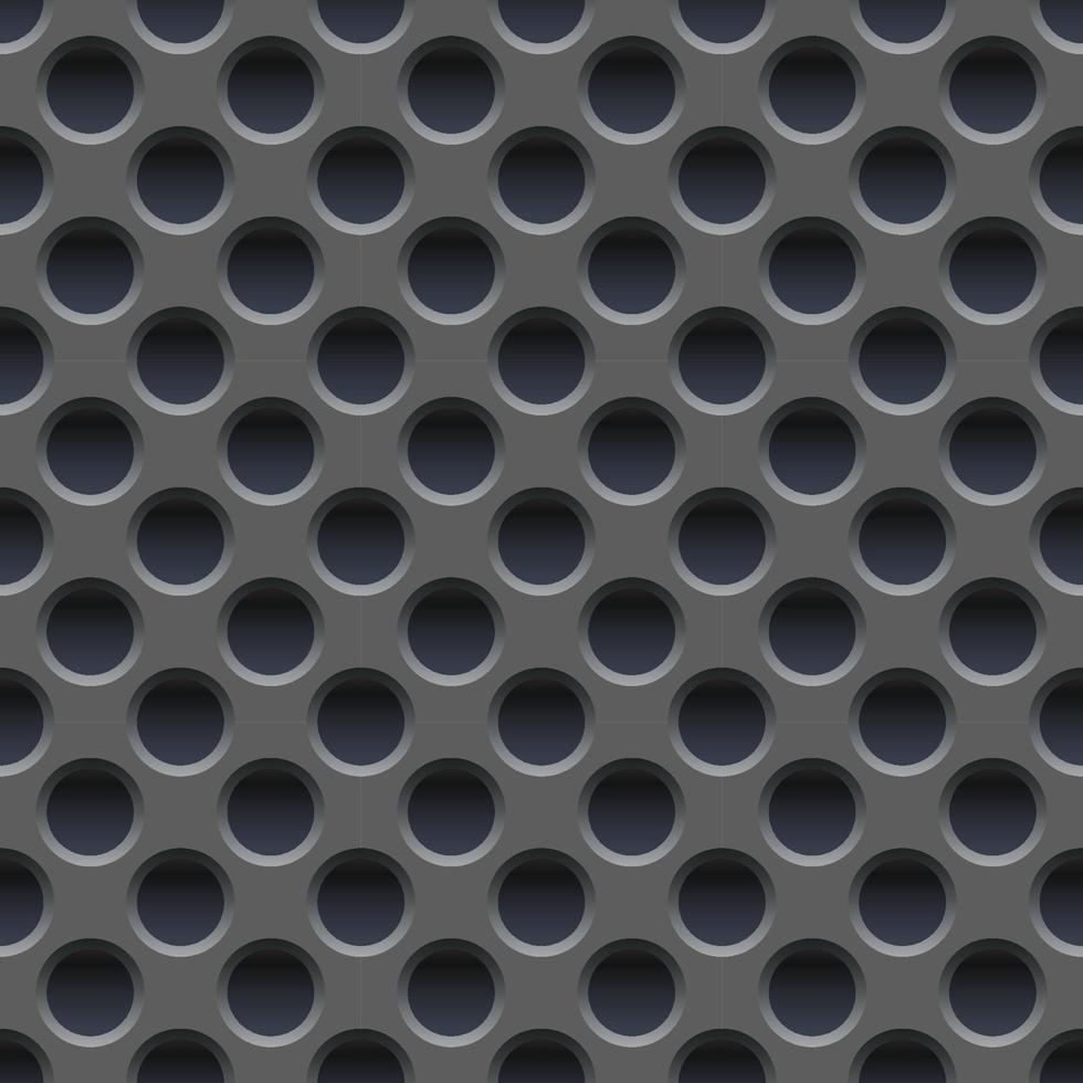 Seamless vector wallpaper of perforated gray metal plate.