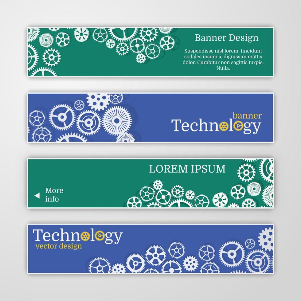 Vector abstract gear wheel and circuit board, banner set.