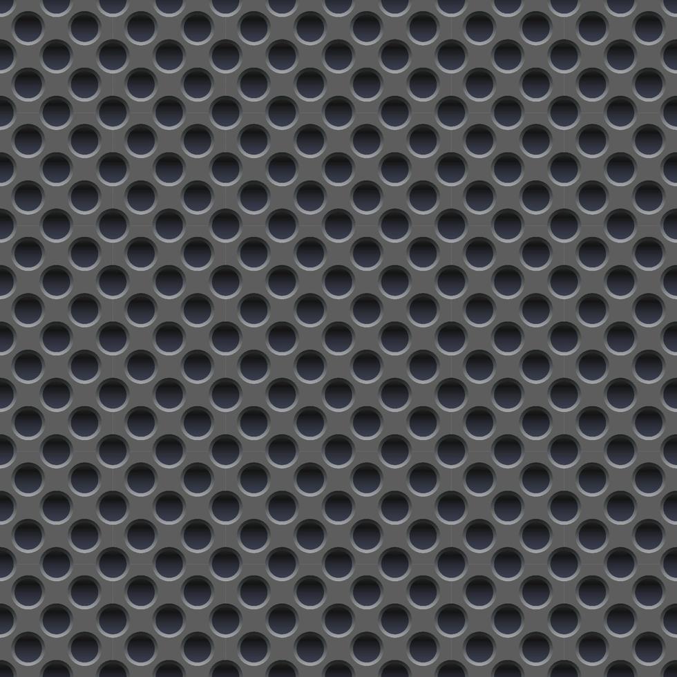 Seamless vector wallpaper of perforated gray metal plate.