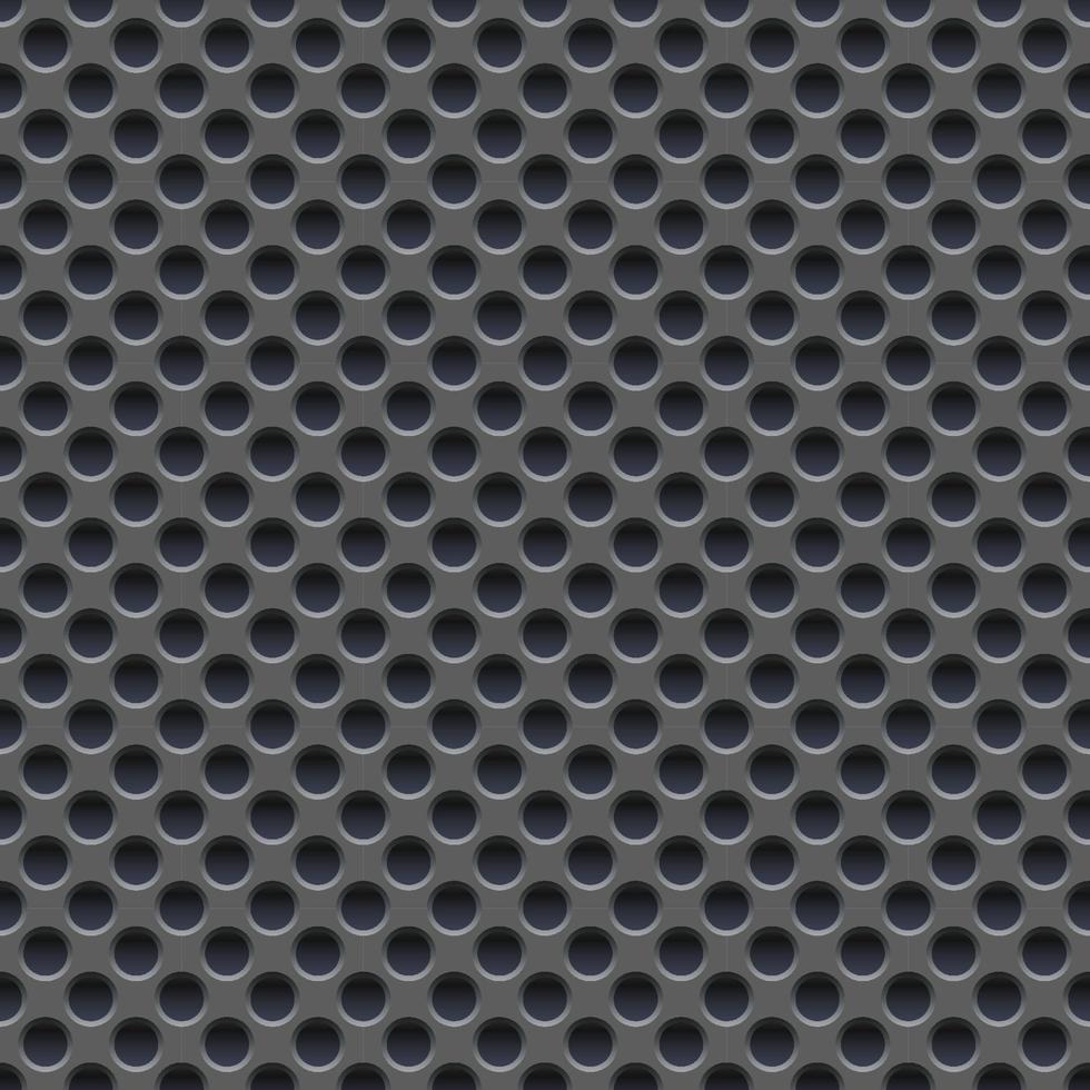 Seamless vector wallpaper of perforated gray metal plate.