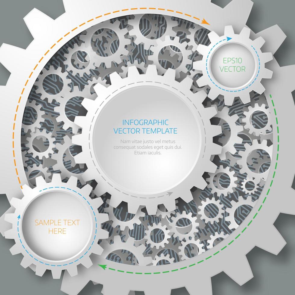 Business template. Circuit board with 3d gears. vector