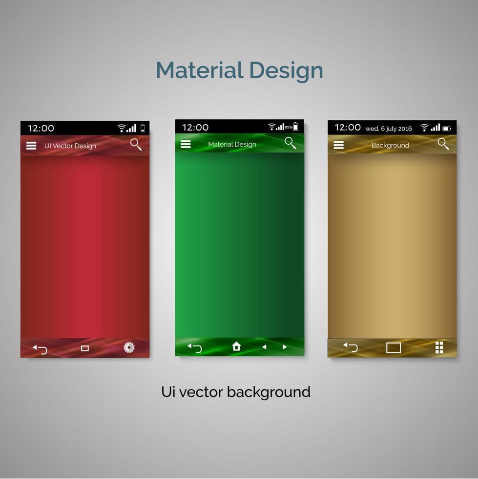 conjunto de fondo de diseño de material de interfaz de usuario vector