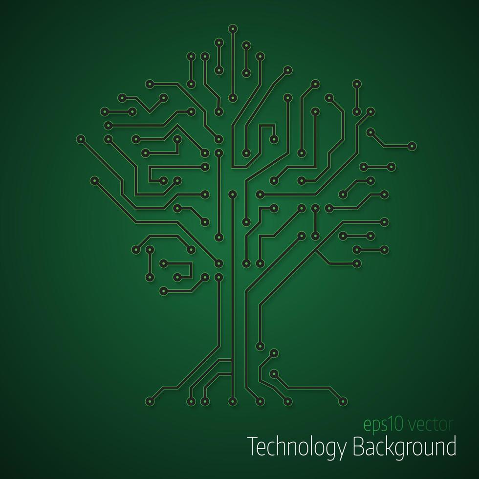 3d tree circuit board background. vector