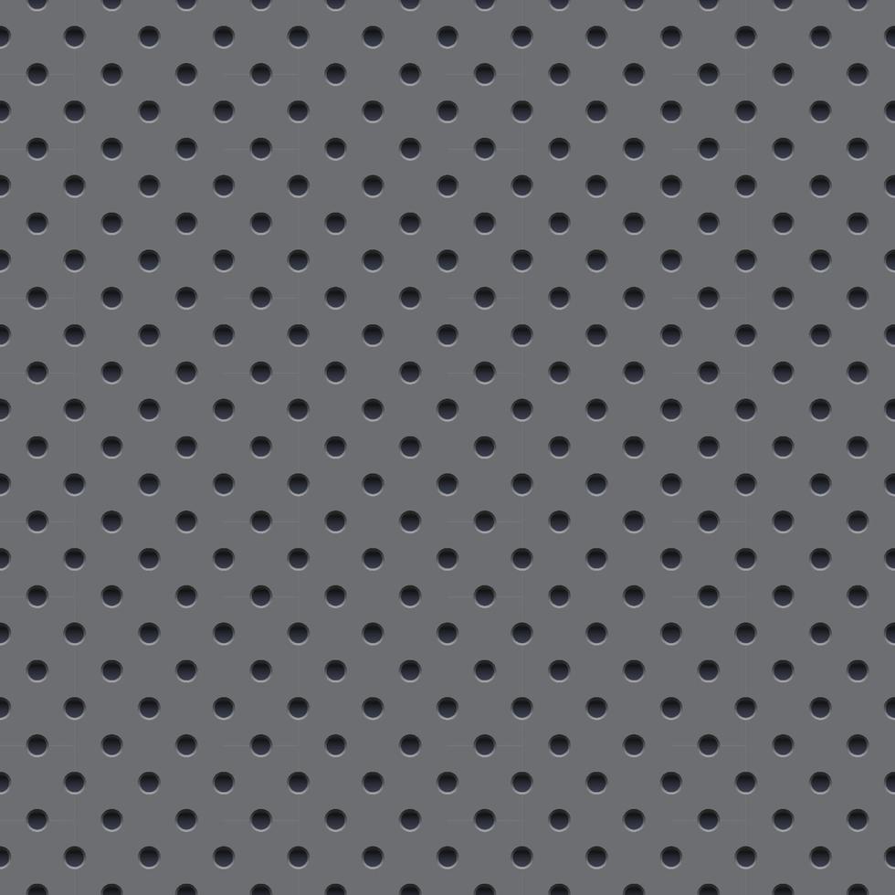 Seamless vector wallpaper of perforated gray metal plate.