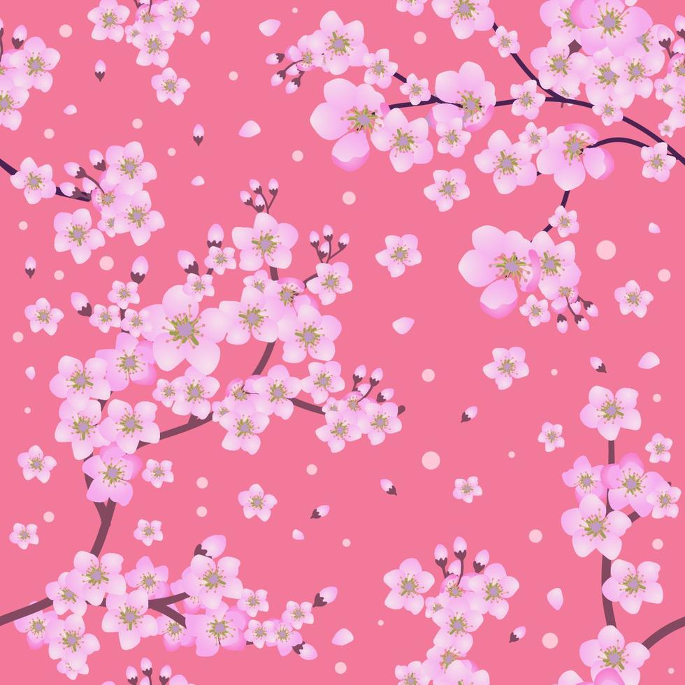 Spring with Cherry Blossom Seamless Pattern vector