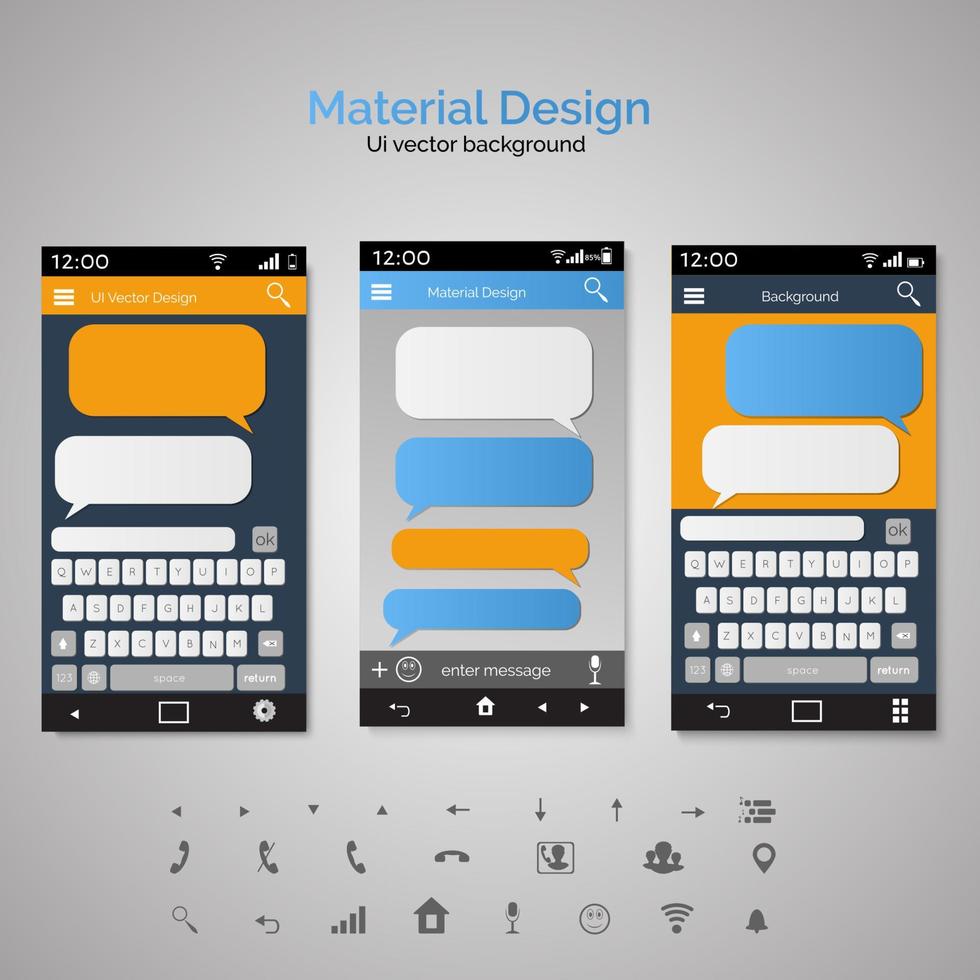 Smartphone chatting SMS Messages speech Bubbles. Smartphone keyboard. vector