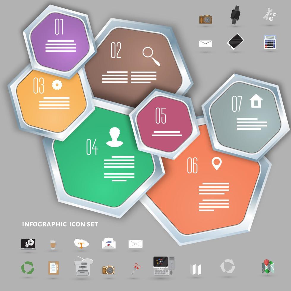 plantilla de vector de hexágonos coloridos para infografía