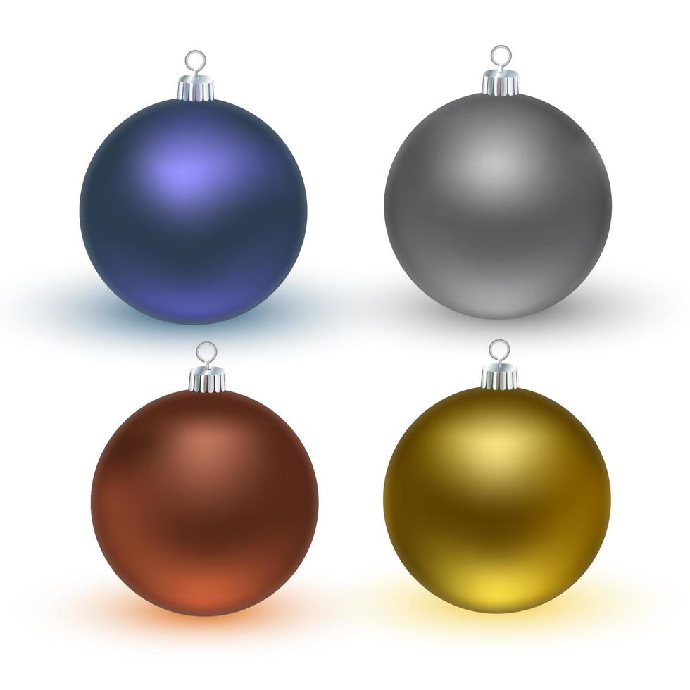 coloridas bolas navideñas. conjunto de decoraciones realistas aisladas vector