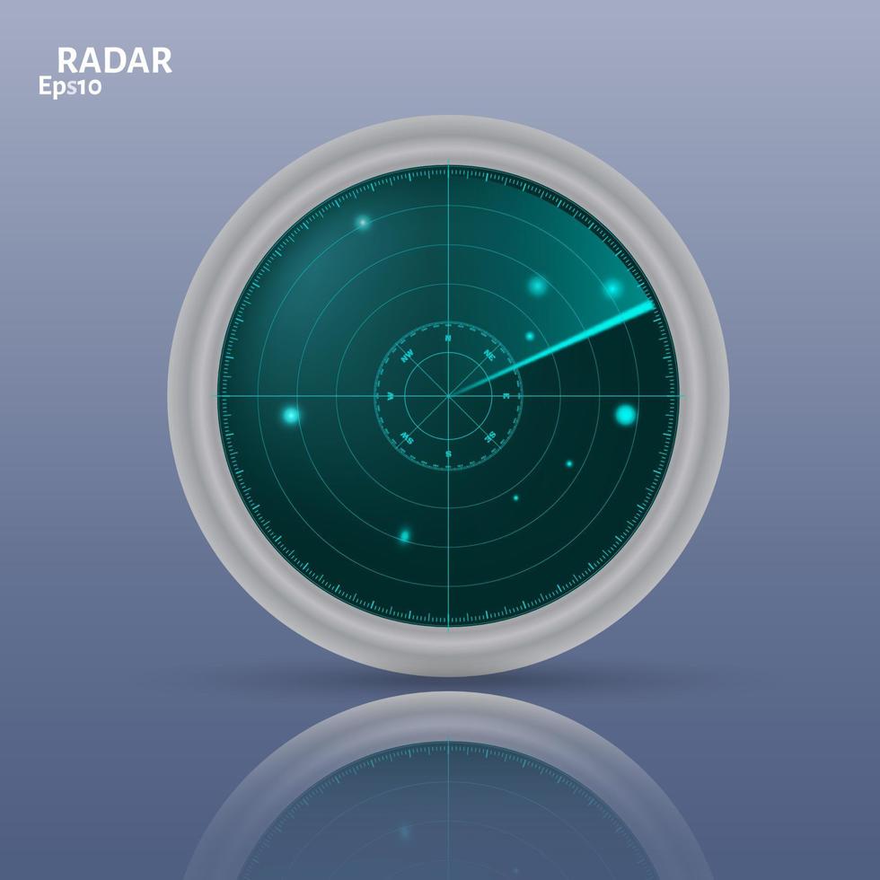 icono de radar 3d sobre fondo negro vector