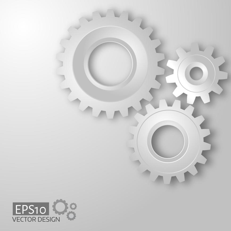 White gears on the grey background. vector