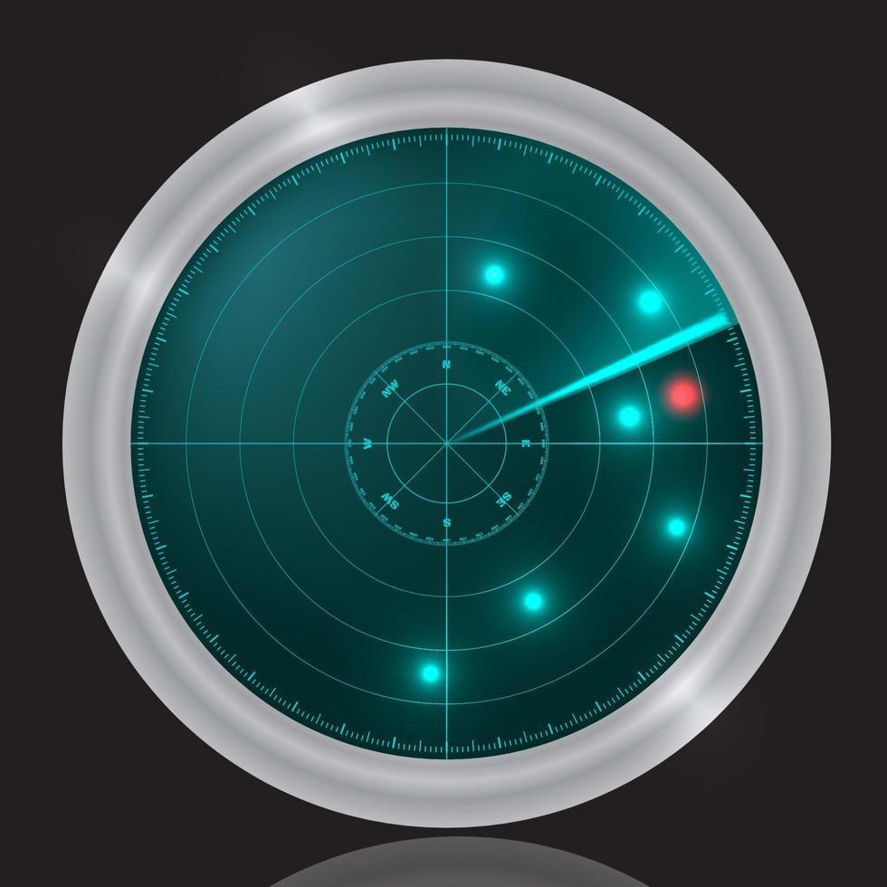 3d radar icon on black background vector