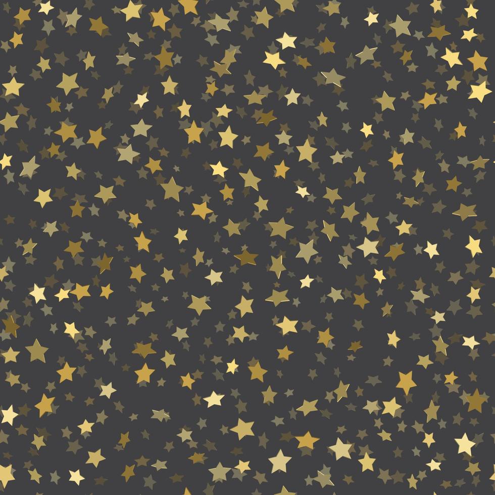 Abstract black modern seamless pattern with gold stars. vector